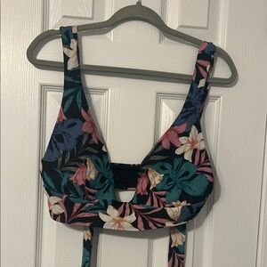 Black Floral Bikini Top
